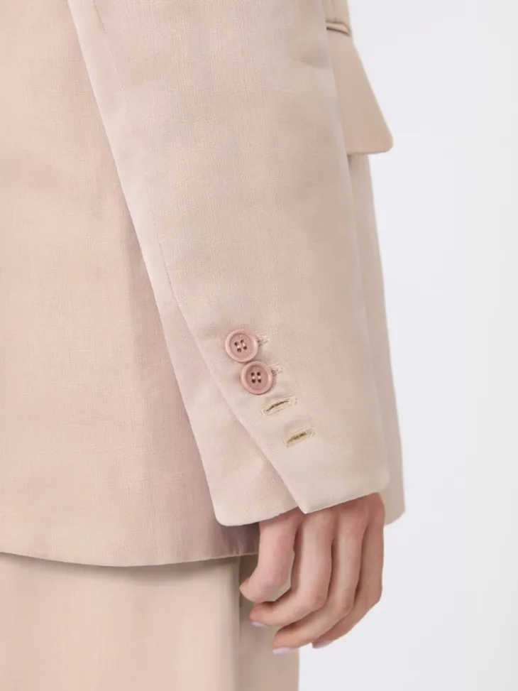 Oversized blazer in organza and linen canvas - CAMEL