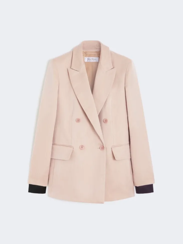 Oversized blazer in organza and linen canvas - CAMEL