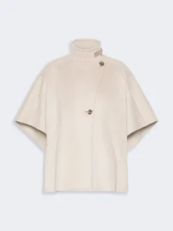 Oversized cape in cashmere drap - STONE
