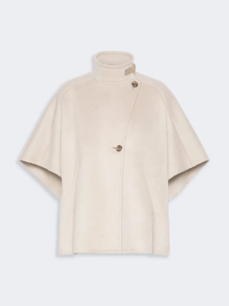 Oversized cape in cashmere drap - STONE