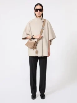 Oversized cape in cashmere drap - STONE