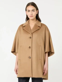 Oversized cashmere broadcloth cape - CAMEL