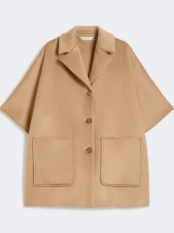 Oversized cashmere broadcloth cape - CAMEL
