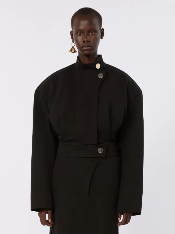 Oversized cotton bomber jacket - BLACK