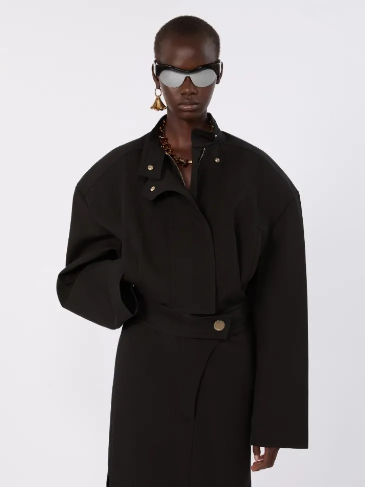 Oversized cotton bomber jacket - BLACK