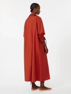 Oversized cotton poplin dress - RED