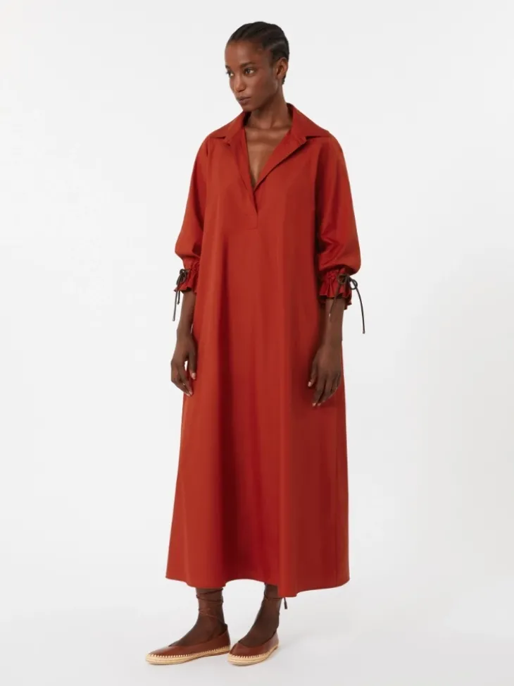 Oversized cotton poplin dress - RED