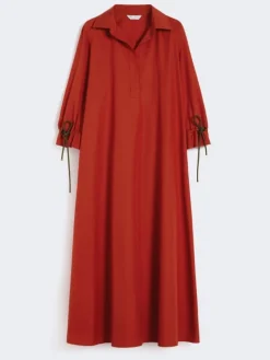 Oversized cotton poplin dress - RED