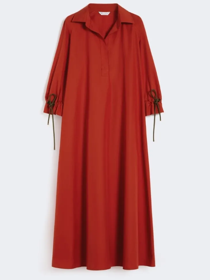 Oversized cotton poplin dress - RED