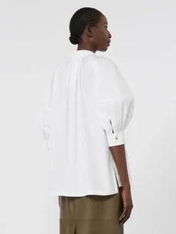 Oversized cotton poplin shirt - WHITE