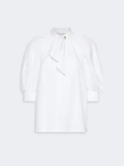 Oversized cotton poplin shirt - WHITE