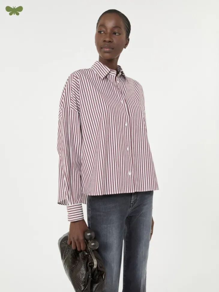 Oversized cotton shirt - BORDEAUX
