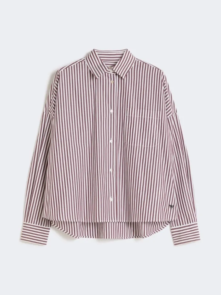 Oversized cotton shirt - BORDEAUX