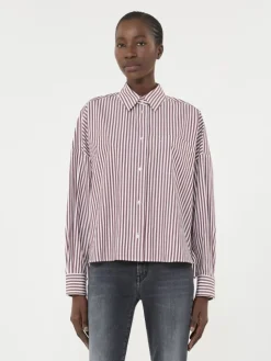 Oversized cotton shirt - BORDEAUX