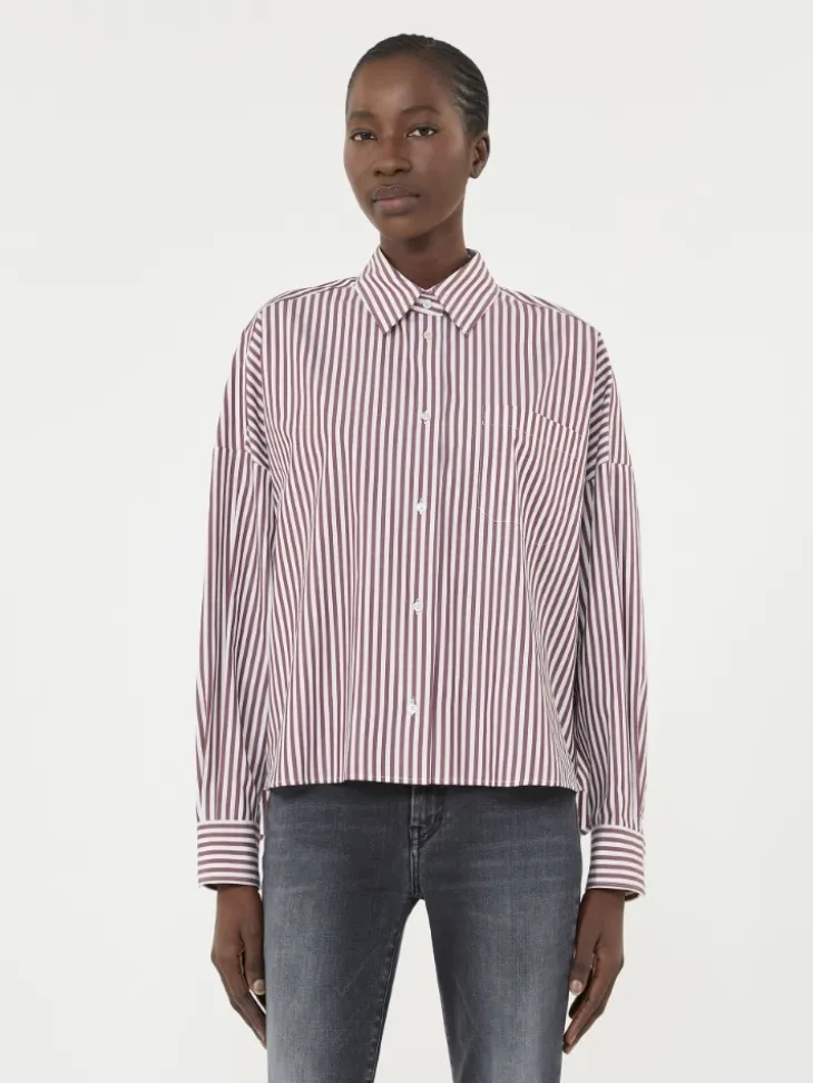 Oversized cotton shirt - BORDEAUX