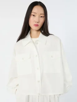 Oversized jacket in cotton poplin - IVORY