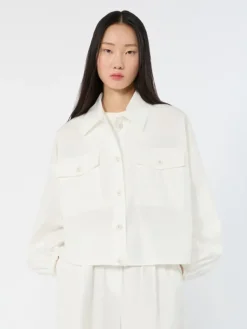 Oversized jacket in cotton poplin - IVORY