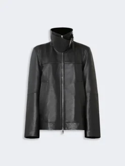 Oversized leather heavy jacket - BLACK