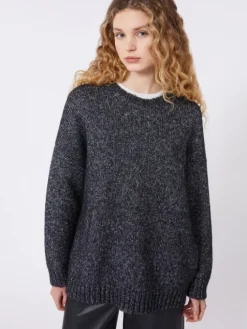 Oversized mohair and lurex sweater - DARK GREY