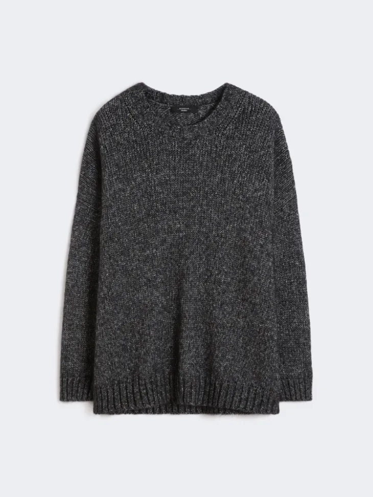 Oversized mohair and lurex sweater - DARK GREY