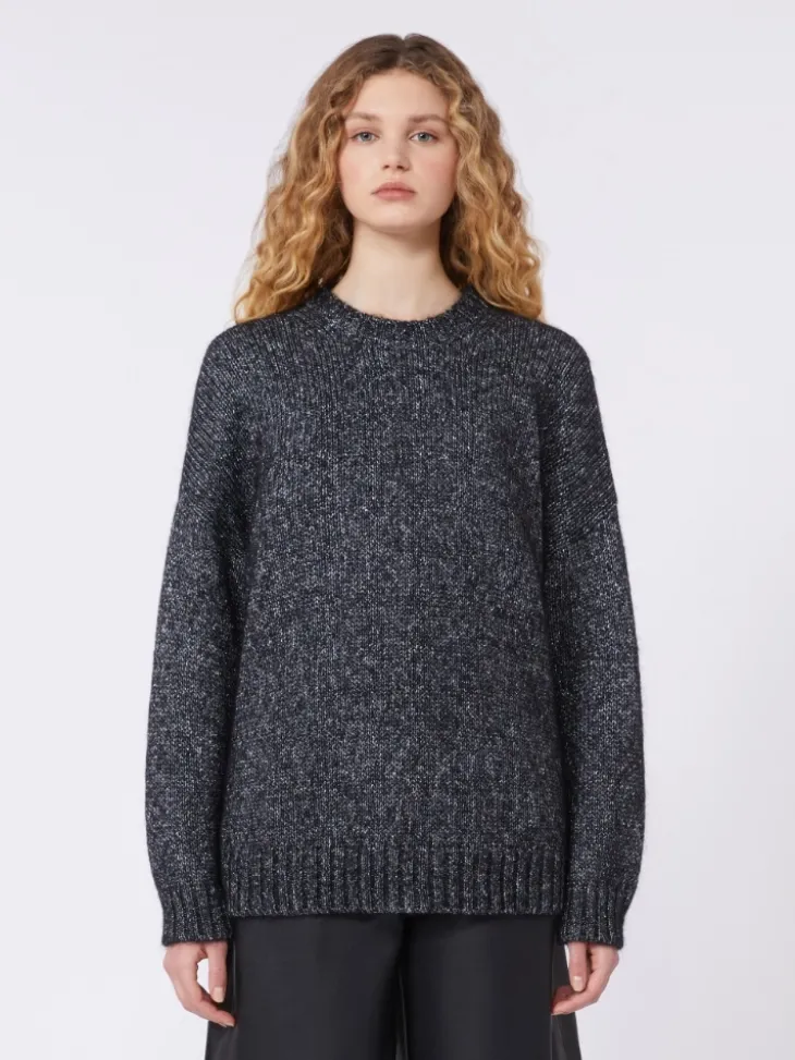 Oversized mohair and lurex sweater - DARK GREY