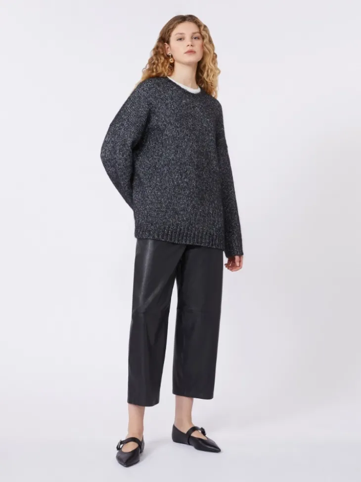 Oversized mohair and lurex sweater - DARK GREY