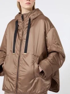 Oversized padded jacket in water-repellent canvas - MUD