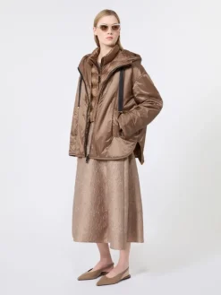 Oversized padded jacket in water-repellent canvas - MUD