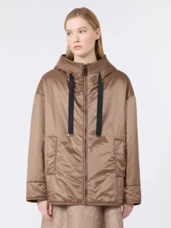 Oversized padded jacket in water-repellent canvas - MUD