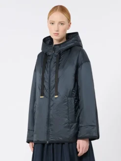 Oversized padded jacket in water-repellent canvas - MIDNIGHTBLUE