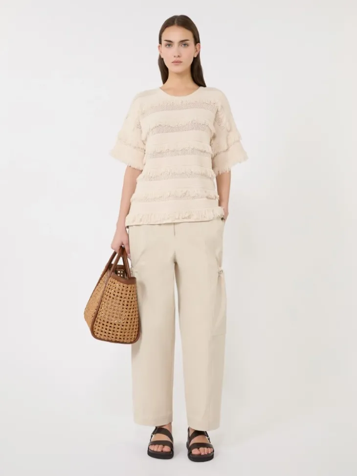 Oversized patterned viscose sweater - IVORY