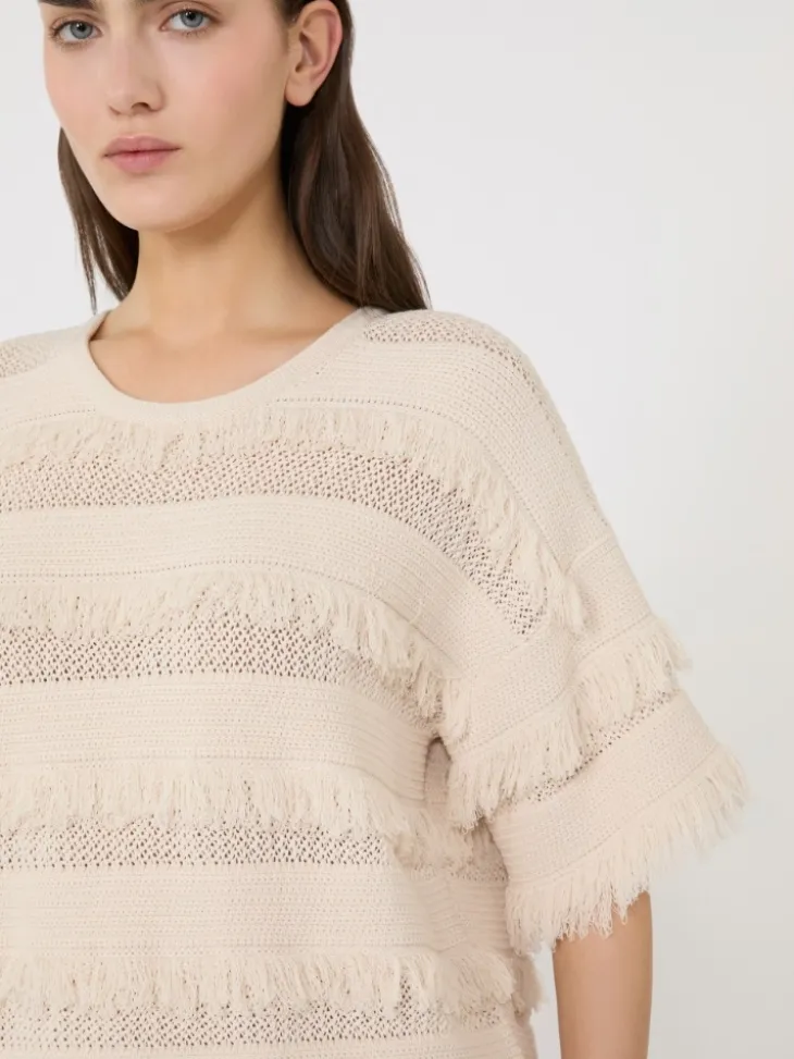 Oversized patterned viscose sweater - IVORY
