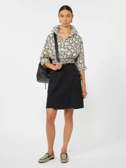 Oversized printed poplin shirt - BEIGE