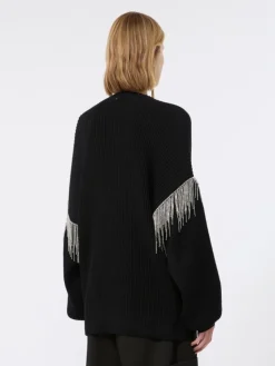 Oversized pure wool cardigan - BLACK