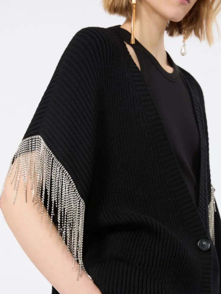 Oversized pure wool cardigan - BLACK