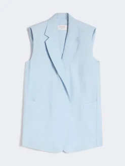 Oversized washed viscose gilet - LIGHT BLUE