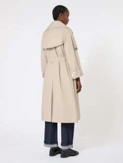 Oversized water-repellent twill trench coat - SAND
