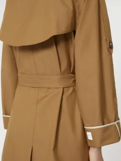 Oversized water-repellent twill trench coat - BROWN