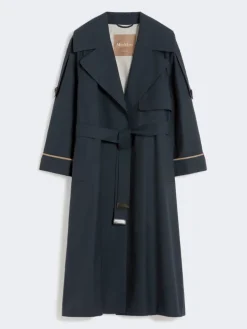 Oversized water-repellent twill trench coat - ULTRAMARINE
