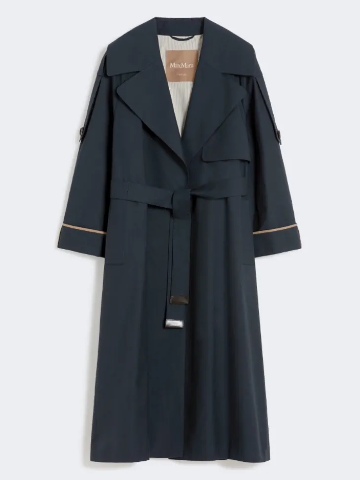 Oversized water-repellent twill trench coat - ULTRAMARINE