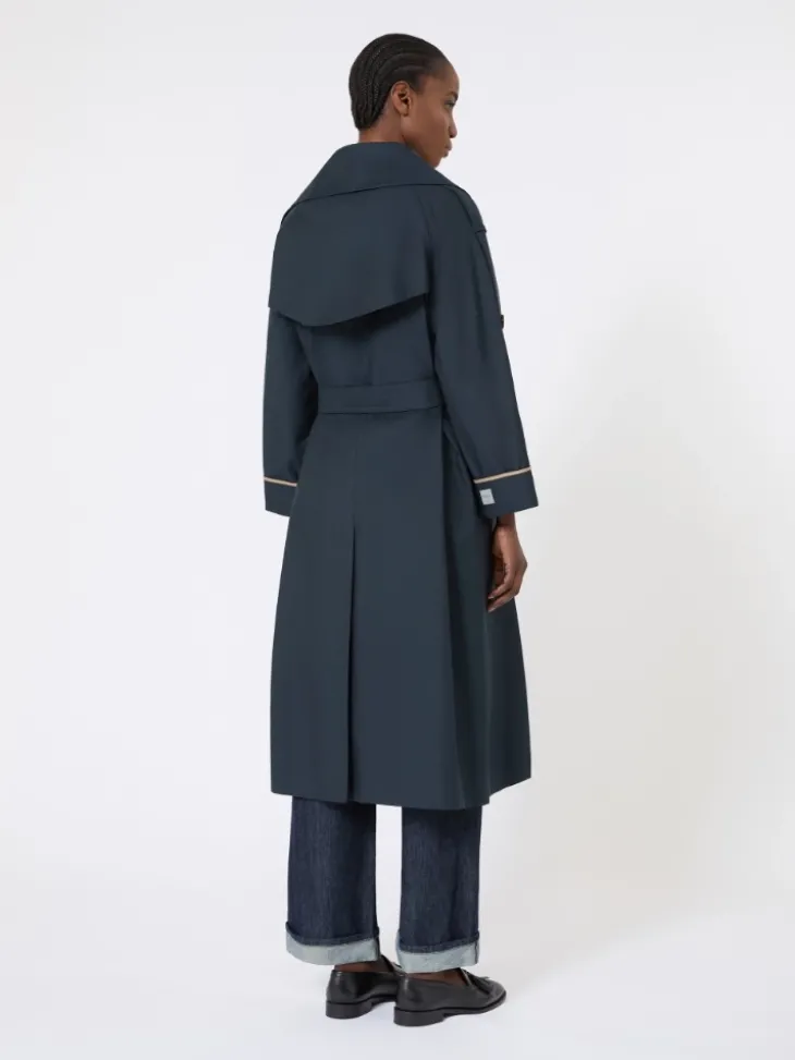 Oversized water-repellent twill trench coat - ULTRAMARINE