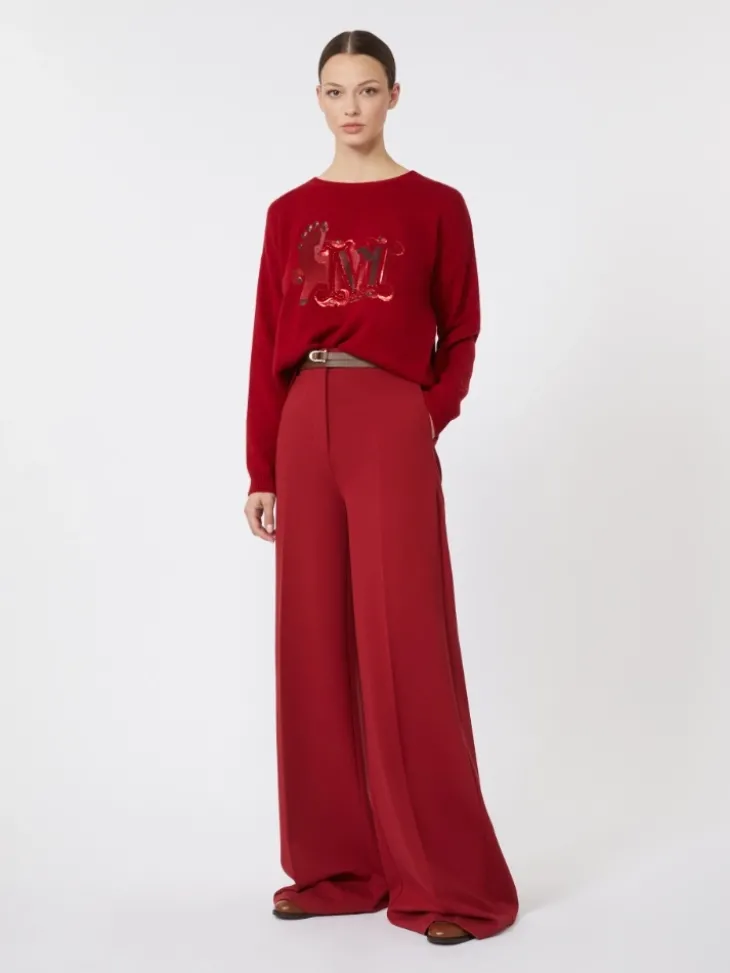 Oversized wool and cashmere sweater - DARK RED