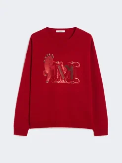 Oversized wool and cashmere sweater - DARK RED