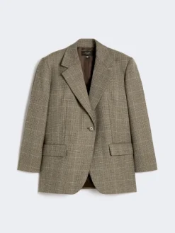 Oversized wool blazer - BROWN