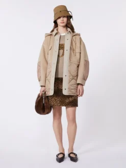 Padded coat in double-sided wool and nylon - CAMEL