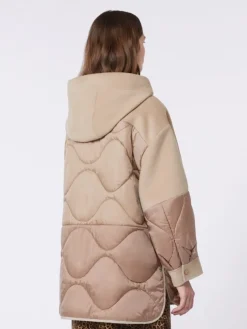 Padded coat in double-sided wool and nylon - CAMEL