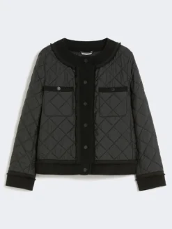 Padded cropped jacket in water-repellent canvas - BLACK