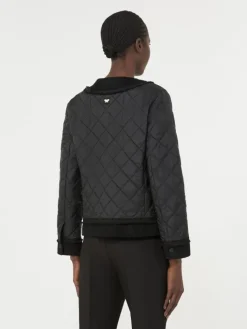 Padded cropped jacket in water-repellent canvas - BLACK