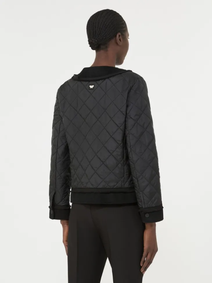 Padded cropped jacket in water-repellent canvas - BLACK