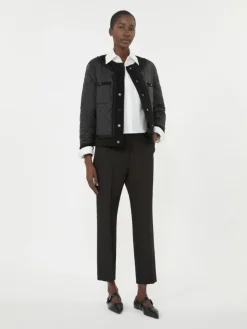 Padded cropped jacket in water-repellent canvas - BLACK